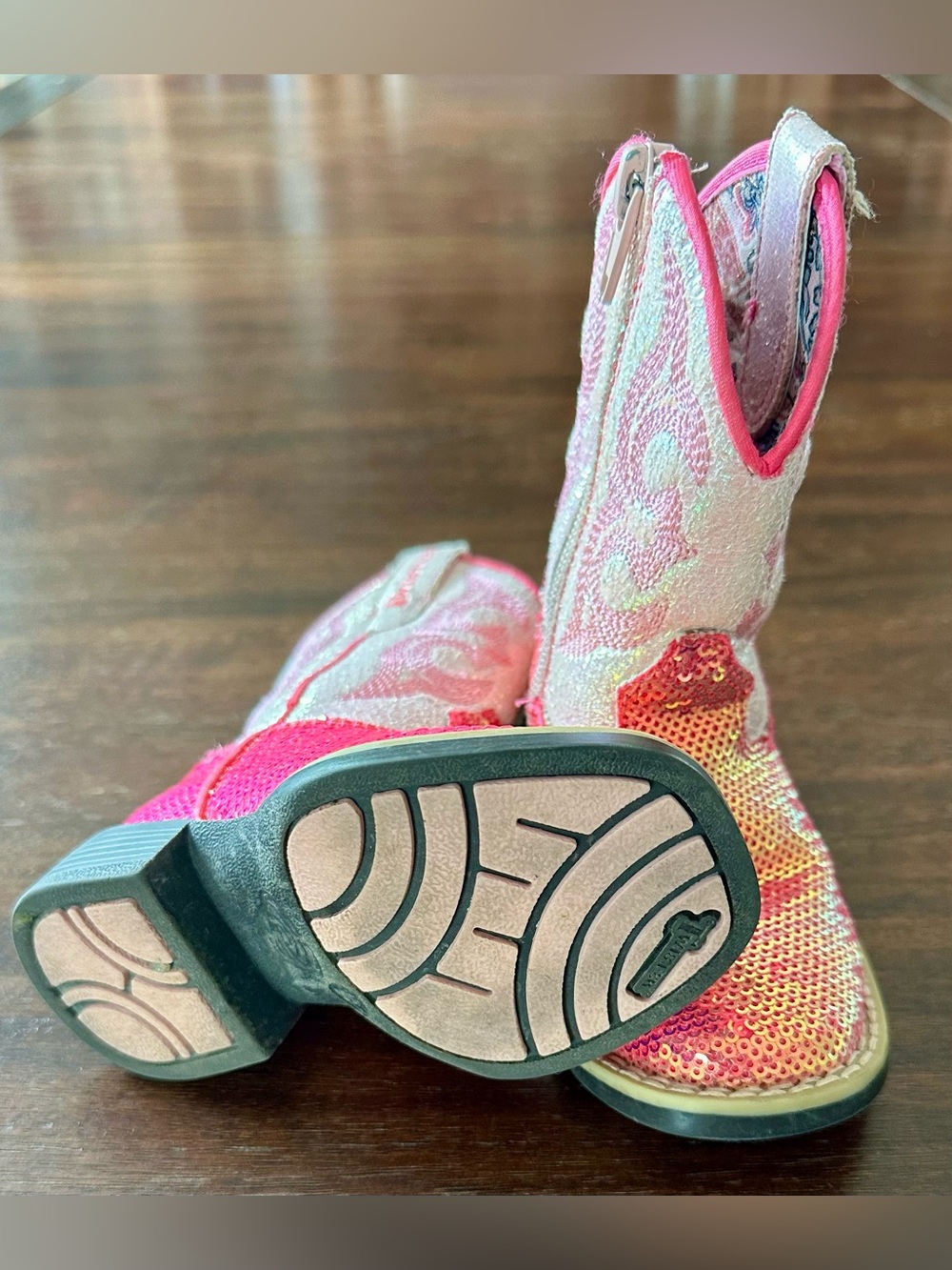 Twister Pink Sequin Cowboy Boots Toddler size 4 - Picture 4 of 5